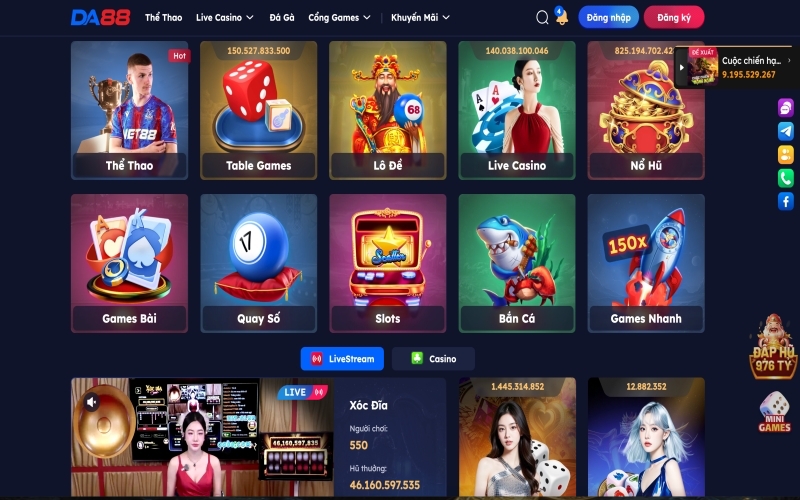 Khám phá kho game phong phú DA88